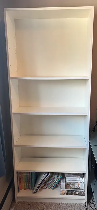 2 identical book shelves with 10 adjustable shelves. 79” H 31.5” W 11” D $50 each or both for $90