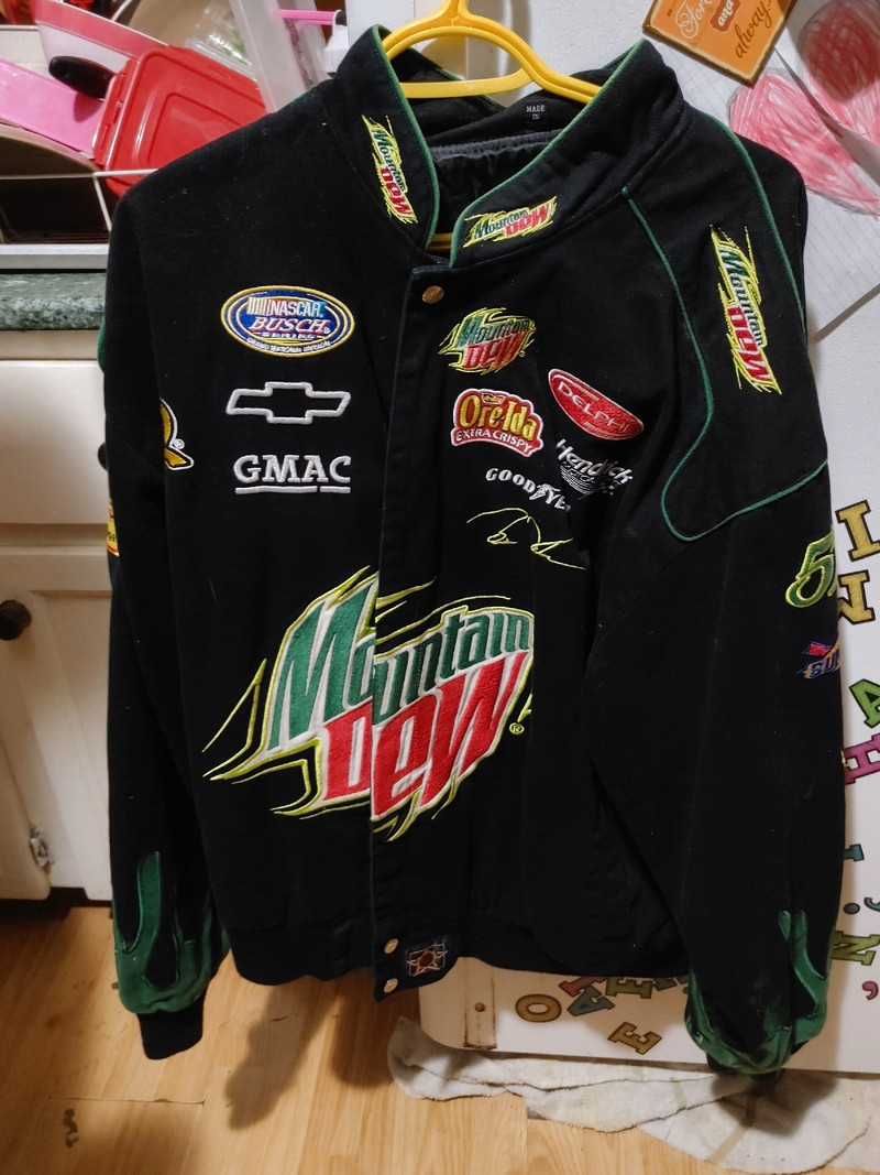 Vintage 2000s Jeff Hamilton Brand Mountain Dew Print Jacket