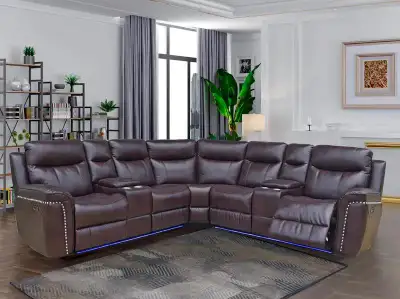 Deluxe Recliner Sectional Couch – Perfect for Family Living Room, View more