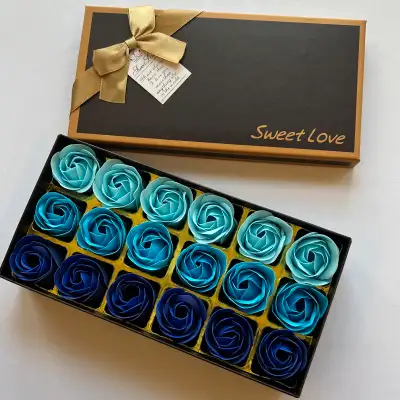Sweet Love Rose Flower Shaped Bath Soaps with Gift Box Set of 18, View more