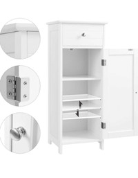 VASAGLE Bathroom Floor Cabinet Wooden Storage Organizer 