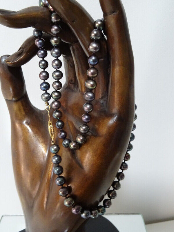 TAHITIAN PEARLS NECKLACE 19” sterling HAND KNOTTED vintage in Jewellery & Watches in City of Toronto - Image 2