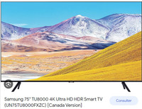 Recherche TV Samsung 75 pouces usager - modèle UN75TU8000FXZC