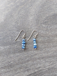 Sterling Silver and Blue Freshwater Pearl Earrings - Never Worn