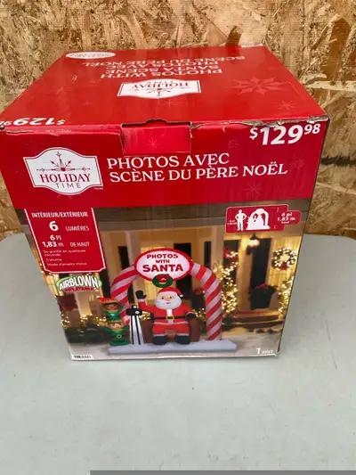 PHOTO WITH SANTA 6’ INFLATABLE. BRAND NEW. EXCELLENT CONDITION. $ 100.00. 780-265-6566
