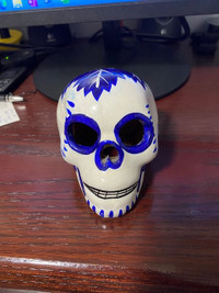 Day of the Dead Ceramic Skull with Toronto Maple Leafs Emblem