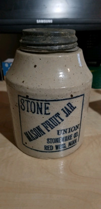 Union Red Wing Stoneware Mason Fruit Jar

