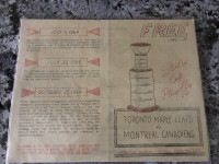 VINTAGE 1967 NHL STANLEY CUP FINAL LINEUP SHEET LEAFS CANADIENS