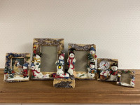 Christmas decorations: Picture frames, clock, keepsake box