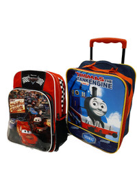 2 Thomas Train backpack with wheels & Cars Backpack
