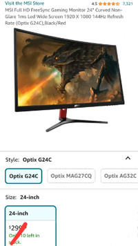 NEW ACER CURVED 24" MONITOR FOR ONLY $219.99