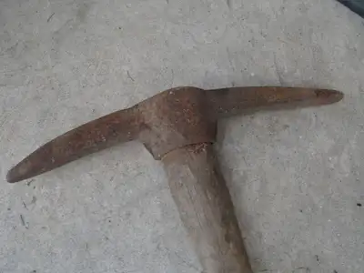 $70.00 ~ ANTIQUE WOODEN HAND PICK PRIMATIVE AXE FARM TOOL, View more