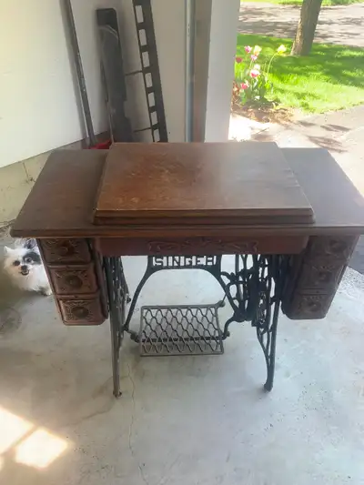 SINGER VINTAGE TREADLE SEWING MACHINE, View more