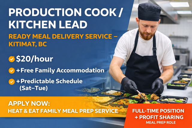 Production Cook / Kitchen Lead (Meal Prep Service) in Bar, Food & Hospitality in Kitimat - Image 2