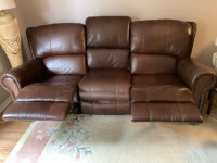 Reclining pure leather sofa