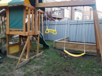 Children's outdoor play and swing set
