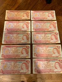 Canadian 1974 2$ bills