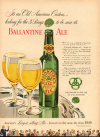 1947 large full page color ad for Ballantine Ale