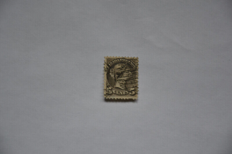 Stamps Canada 5 cent slate green Small Queen. Scott 38. Arts