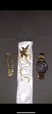 3 piece watch and jewelry set for men 