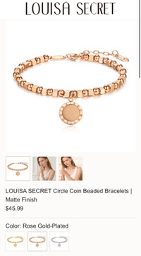 Louisa Secret Rose Gold Circle Coin Beaded Bracelet
