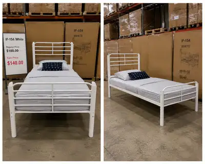 IF-154 White Metal Bed Frame, View more