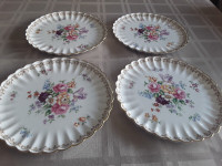 BONE CHINA DESSERT PLATES ENGLAND'S BOUQUET, CROWN STAFFORDSHIRE