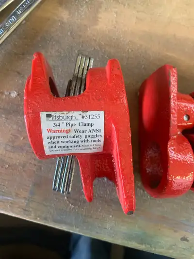 Pipe clamp takes 3/4 pipe length of your choosing. Never used