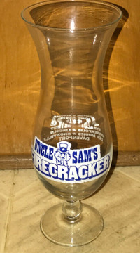 Uncle Sams Hurricane glass Firecracker bar glass large