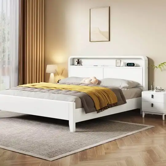 Queen Bed Frame (Available in White, Light, or Dark Brown) in Beds & Mattresses in Richmond - Image 3