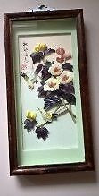 Vintage Mother of Pearl Flowers and Birds Shadow Box Picture