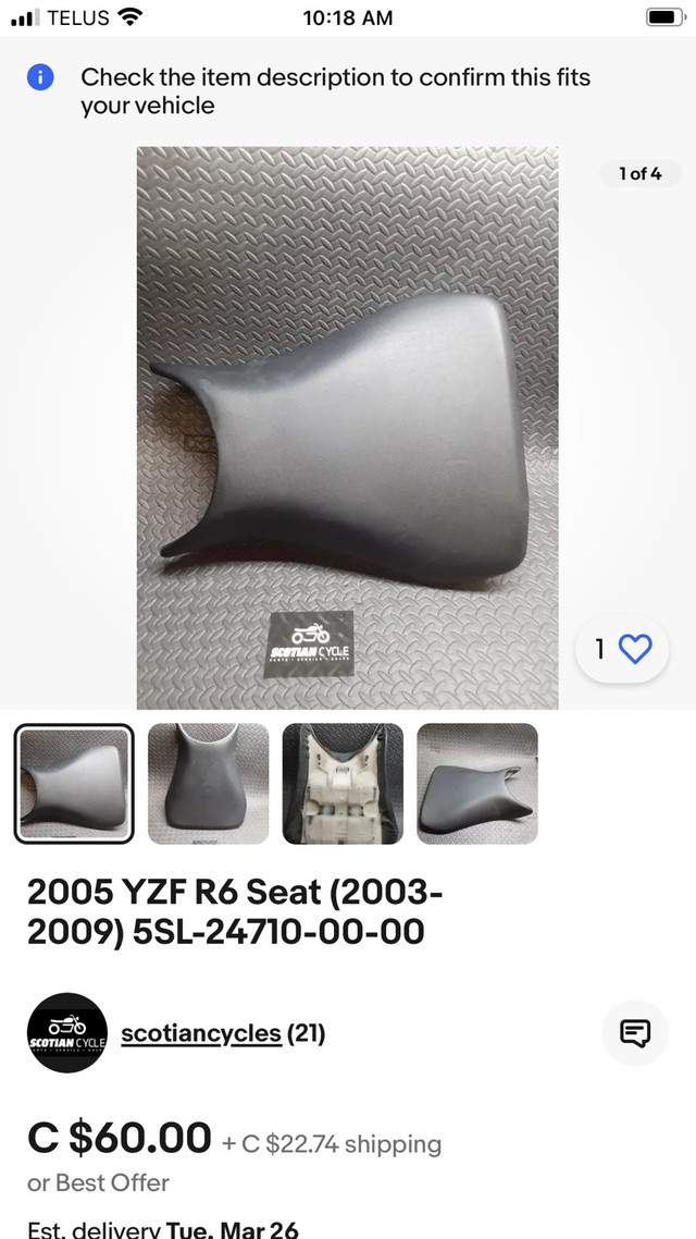 2005 R6 seat  in Other in St. Albert