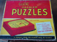 Vintage Gilbert Boxed Problem Puzzles, Chock Full of Fun, 1940