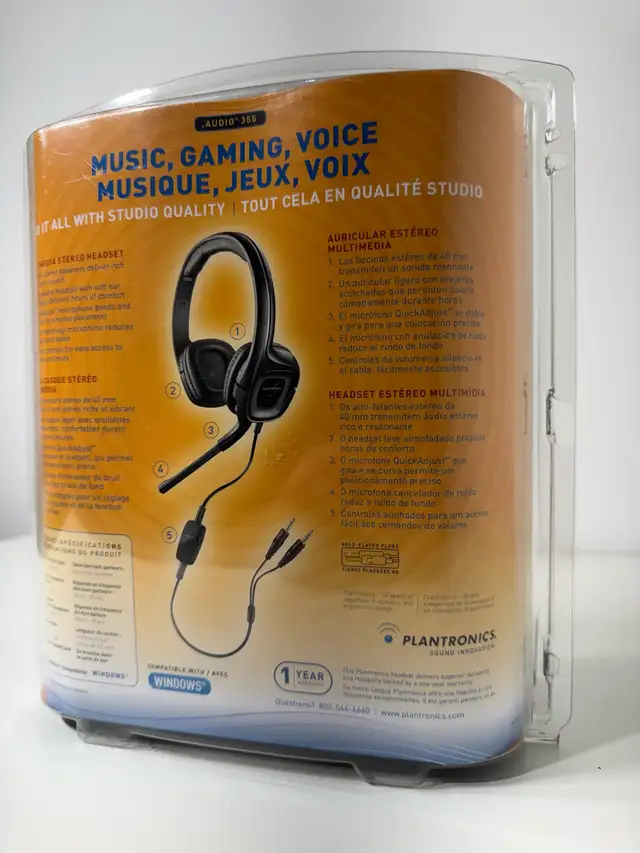 Plantronics Audio 355 Stereo Headset . Brand new in unopened box in Headphones in Mississauga / Peel Region - Image 8