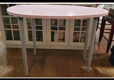 Pink ikea oval desk with adjustable legs, View more