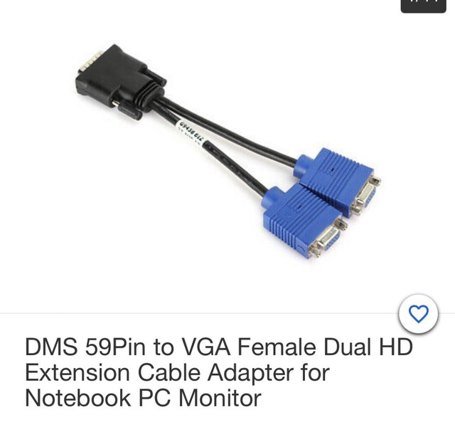 DMS 59 pin to VGA Female Dual HD Extension Cable Adapter  in Cables & Connectors in North Bay - Image 4