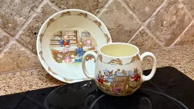 Royal Daulton Bunnykins Bowl and Mug Set, View more