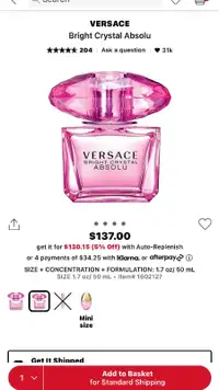 Authentic Versace bright crystal absolu 50ml EDP 