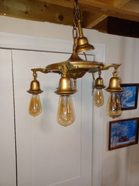Antique art deco five light pan hanging lamp