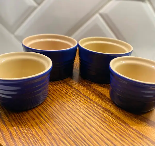 Le Creuset Stoneware Stackable Ramekins - Set of 4 in Indigo in Kitchen & Dining Wares in St. Albert - Image 4