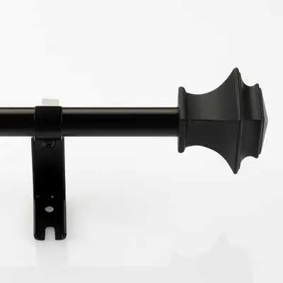 NEW Black w/Square Finials Adjustable Curtain Rod 24"-48", View more