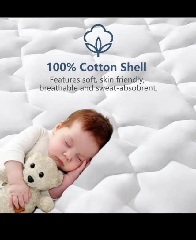 CozyLux Queen Mattress Pad Deep Pocket Non Slip Cotton Mattress  in Bedding in Hamilton - Image 5