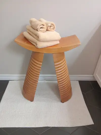 Wood Carved Rings Stool MCM Plant Stand, View more