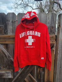 Lifeguard Hoodie Clearwater Beach, Florida-Adult Large-Red w/Whi