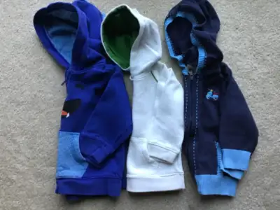 12/18- 18/ 24   months -3 boys hoodies  - $12, View more