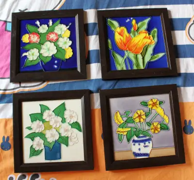 3D flower porcelain wall hanging painting. Set of 4, View more