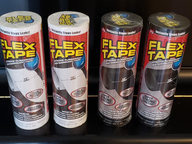 New Flex Tape 12"x10' Giant Waterproof Adhesive Rubber Patch B/W in Other in Brantford