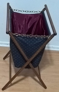 Vintage Folding Standing Sewing Knitting Bag/ Basket/ Stand