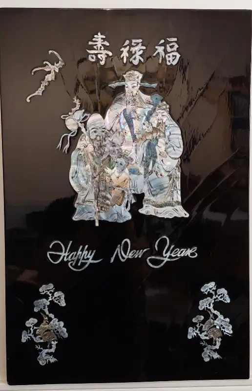TABLEAU AVEC MAQUETERIE DE NACRE SUR LAQUE NOIRE in Arts & Collectibles in City of Montréal - Image 6
