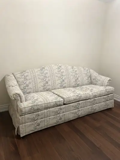 Vintage Full-Size Sofa Bed | Floral Stripe Upholstery | Excellen, View more